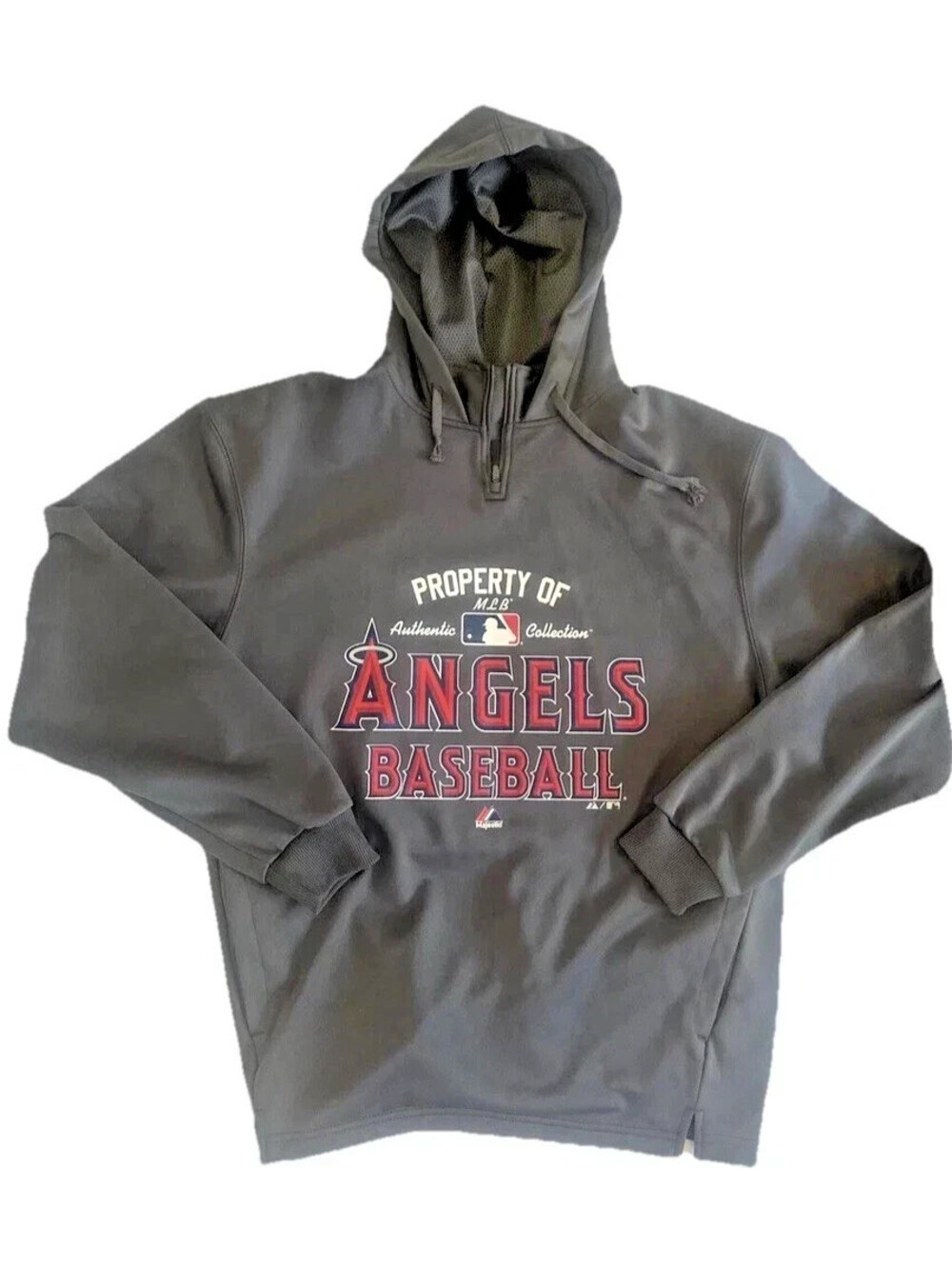 Majestic Los Angeles Anaheim Angels Hoodie Mens L 1/4 Zip Therma Base Pullover